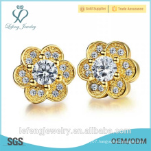 2016 Christmas gift Women Rhinestone Stud Earring girl Delicate Gold Earring